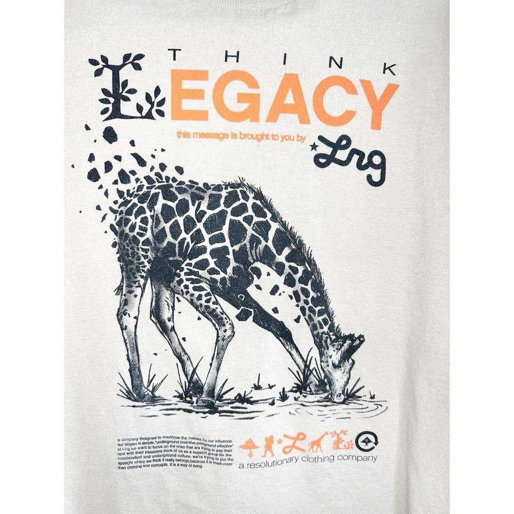 LRG Lifted Research Group T-Shirt Men's M Beige Think Legacy Graphic Streetwear - Picture 3 of 11
